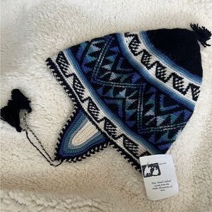 Beautiful Hand-Crafted Blue Alpaca Wool Hat from the Andes Mountains of Peru NWT